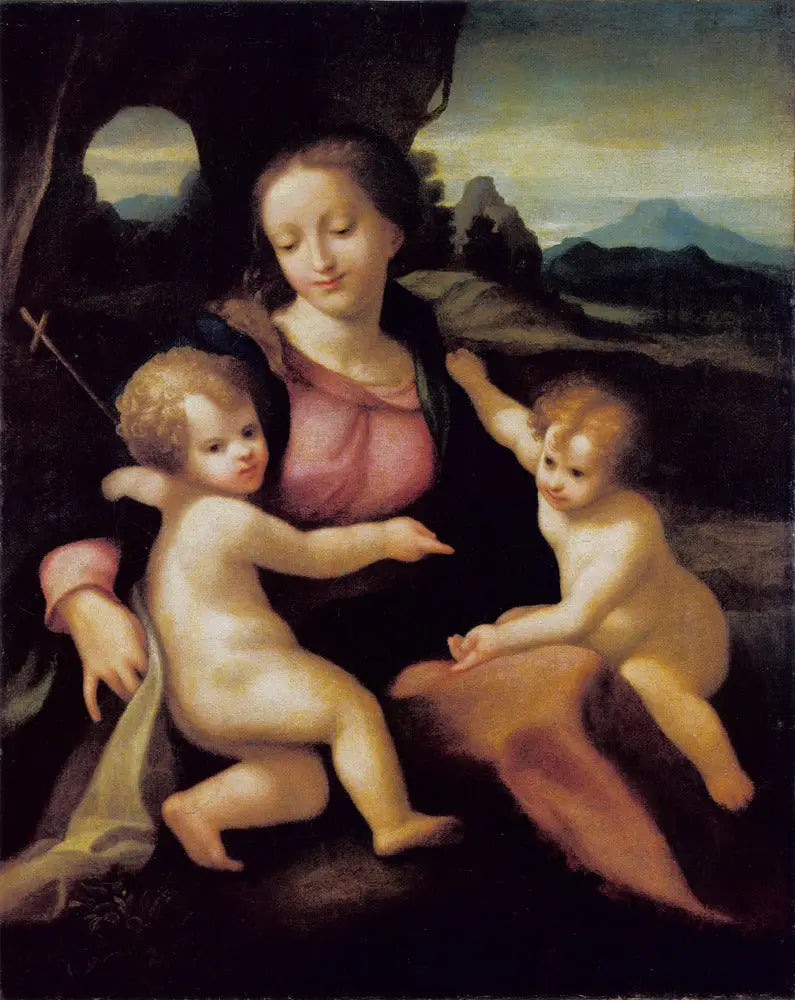 Jomfruen med barnet og den lille Sankt Johannes - Antonio da Correggio