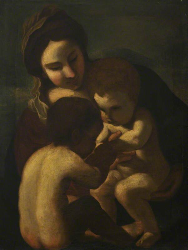 Jomfruen med barnet og den lille Sankt Johannes - Guercino