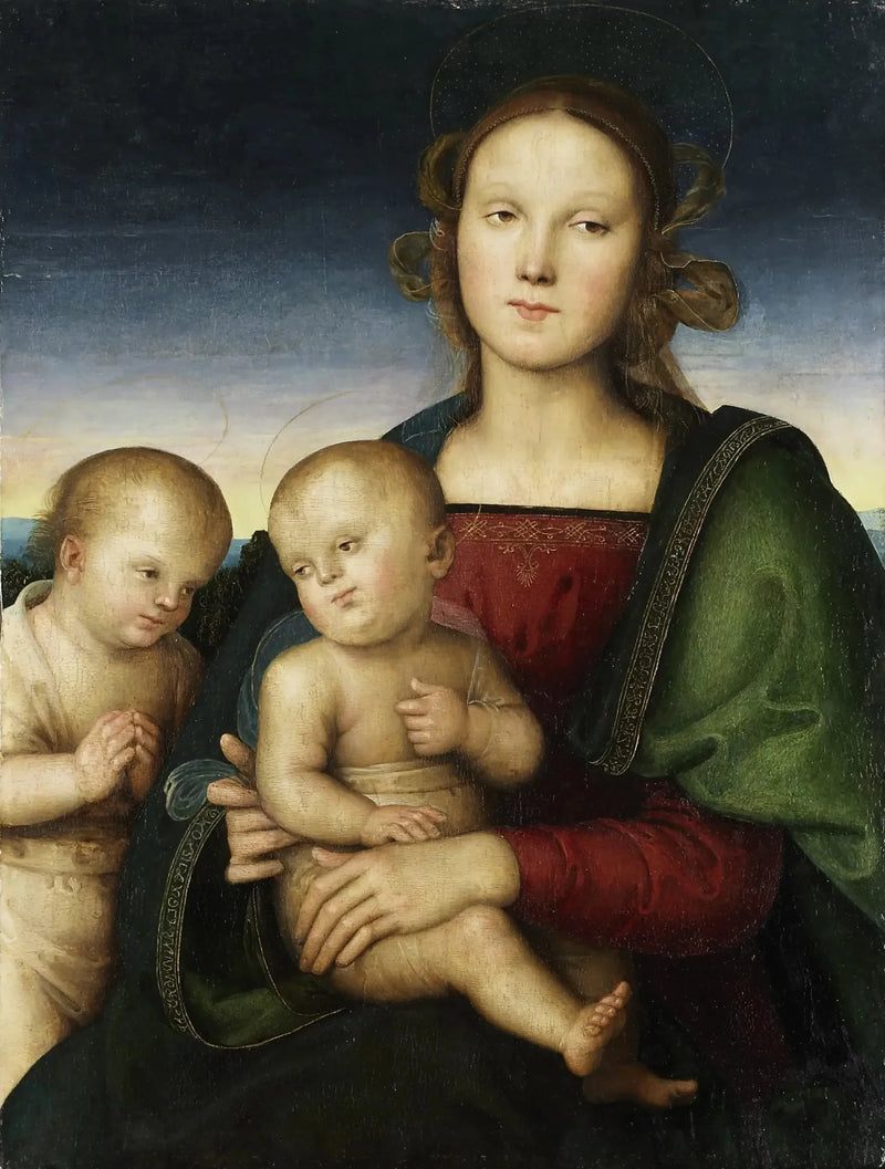 Jomfruen med barnet og den lille Sankt Johannes - Pietro Perugino