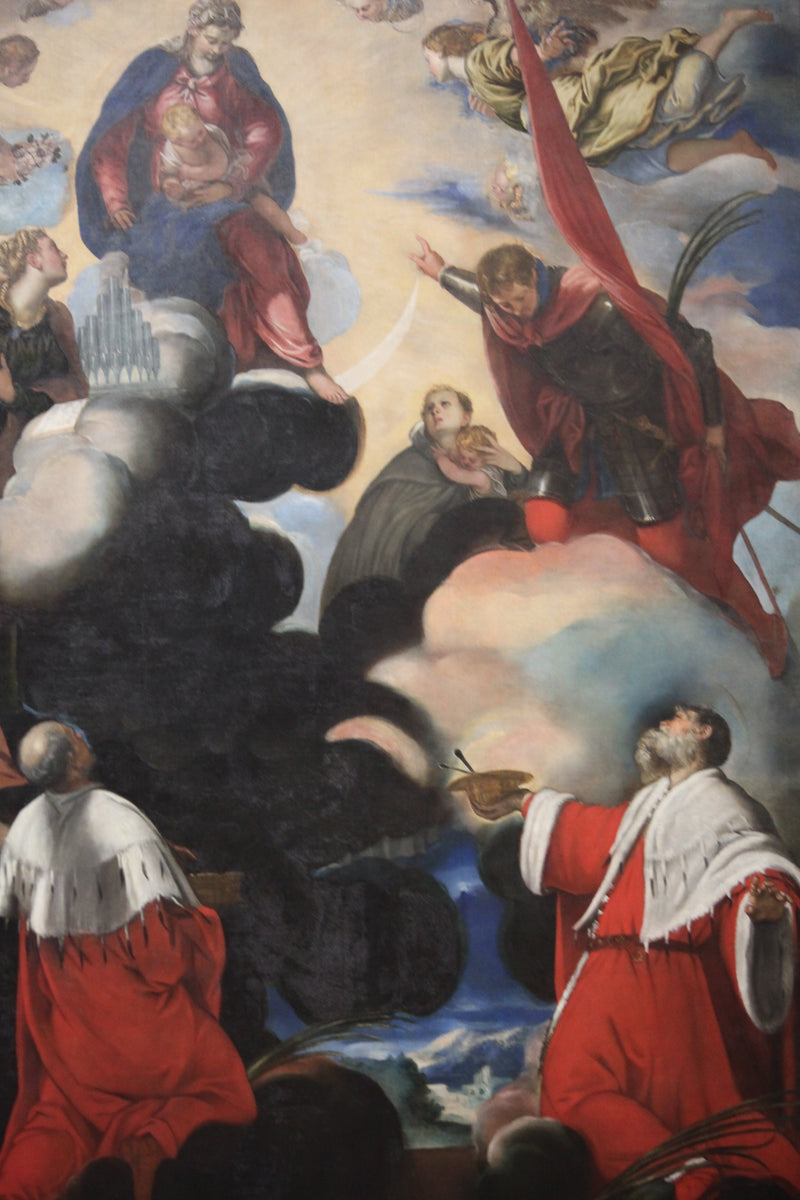 Jomfruen med barnet med de hellige Cæcilie, Marina, Theodore, Côme og Damien - Jacopo Tintoretto