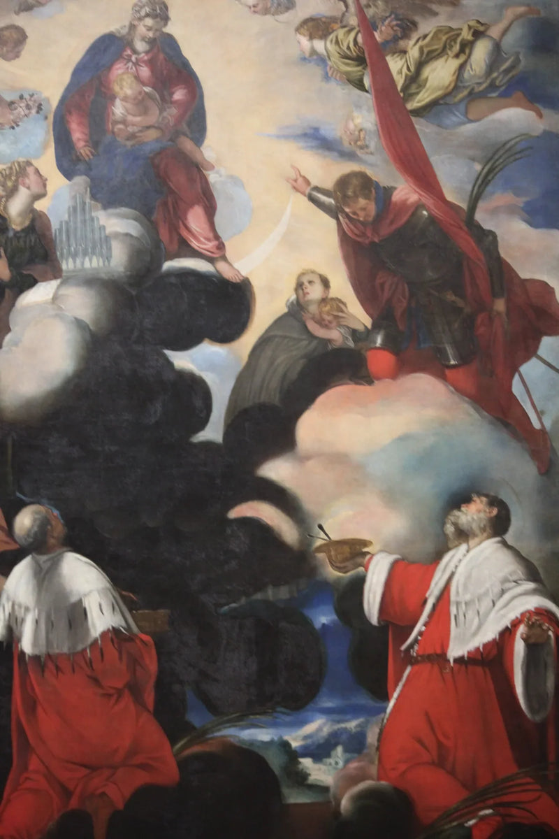 Jomfruen med barnet med de hellige Cæcilie, Marina, Theodore, Côme og Damien - Jacopo Tintoretto