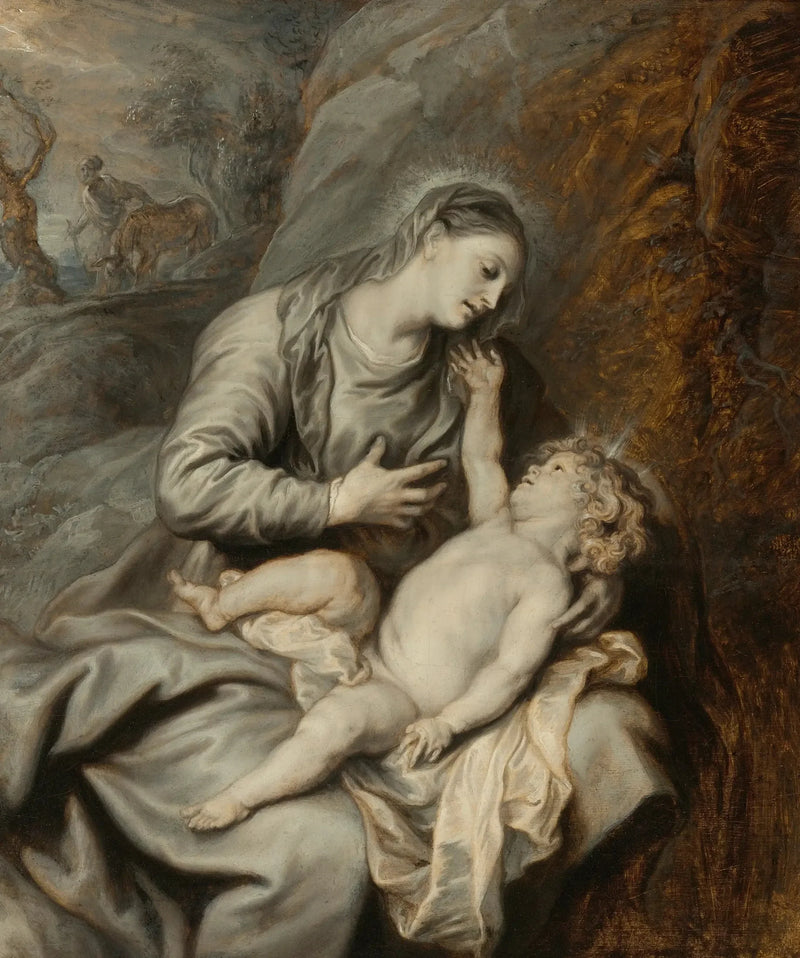 Jomfruen med barnet med hvile under flugten til Egypten - Antoine van Dyck