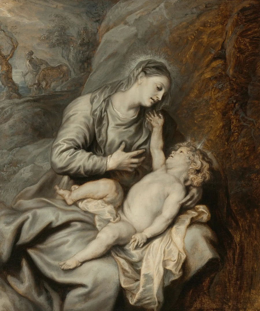 Jomfruen med barnet med hvile under flugten til Egypten - Antoine van Dyck