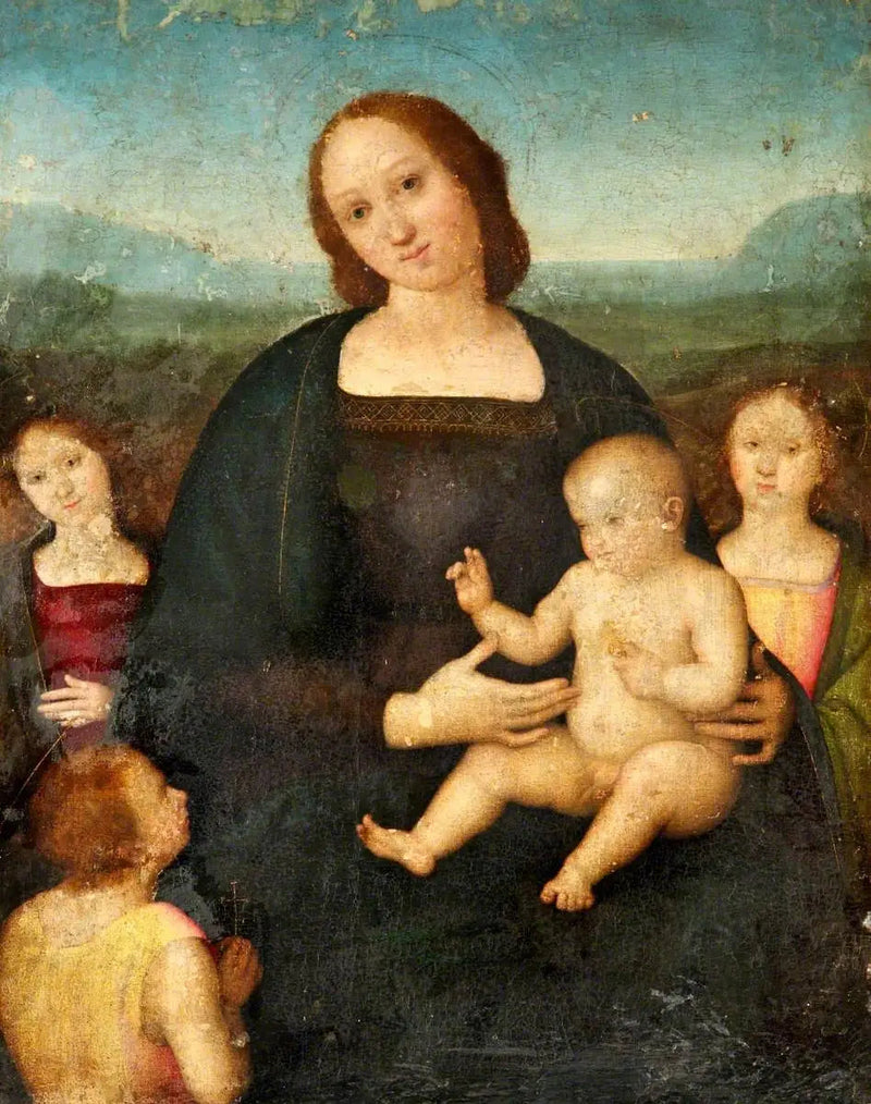 Jomfruen med barnet med Sankt Johannes og to engle - Pietro Perugino