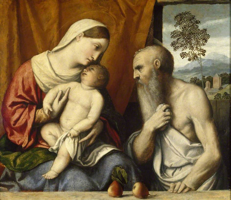Jomfruen med barnet og Sankt Jerome - Alessandro Bonvicino