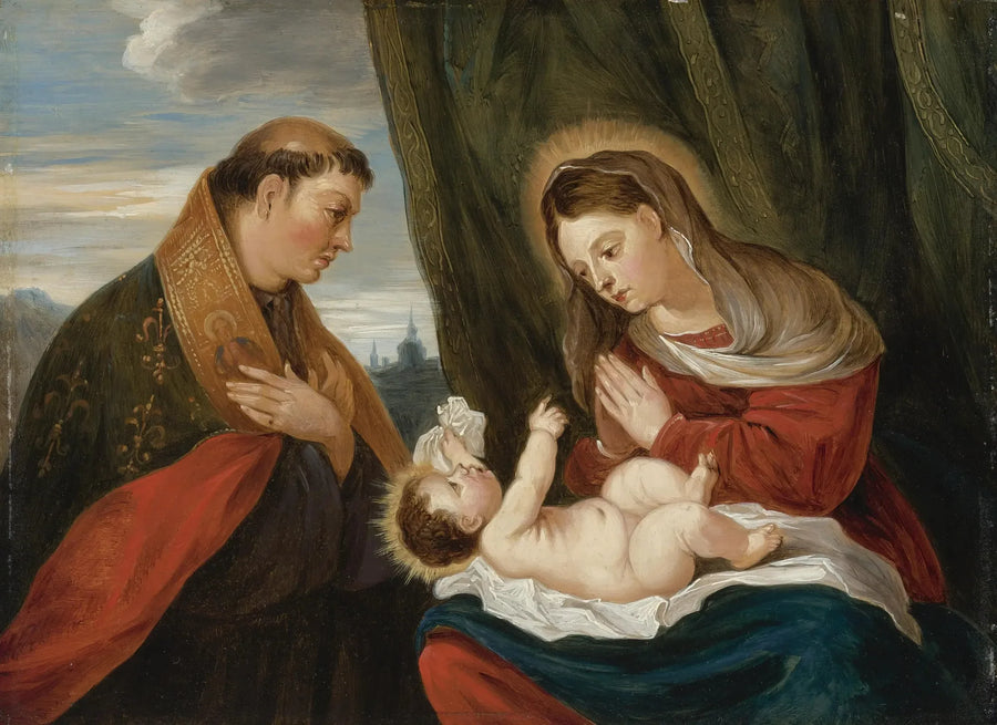 Jomfruen med barnet og Saint Louis de Toulouse - David Teniers den Yngre