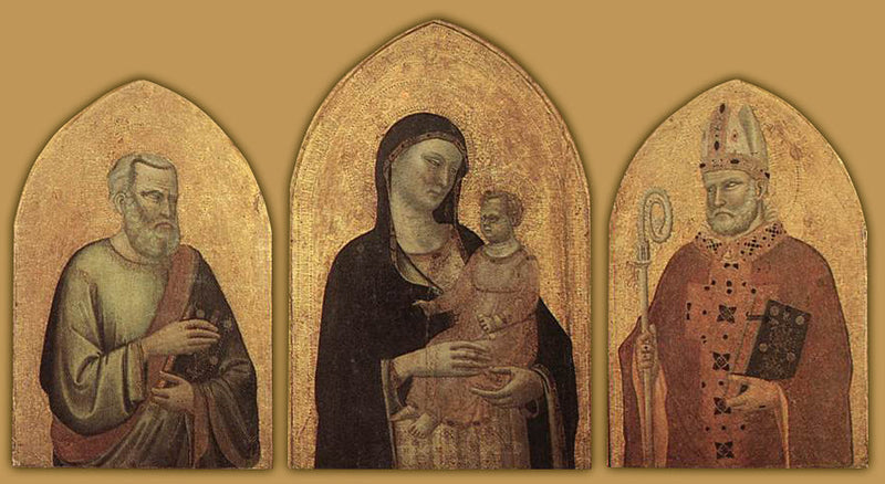 Jomfruen med barnet og med helgen Matthæus og helgen Nikolaus - Bernardo Daddi