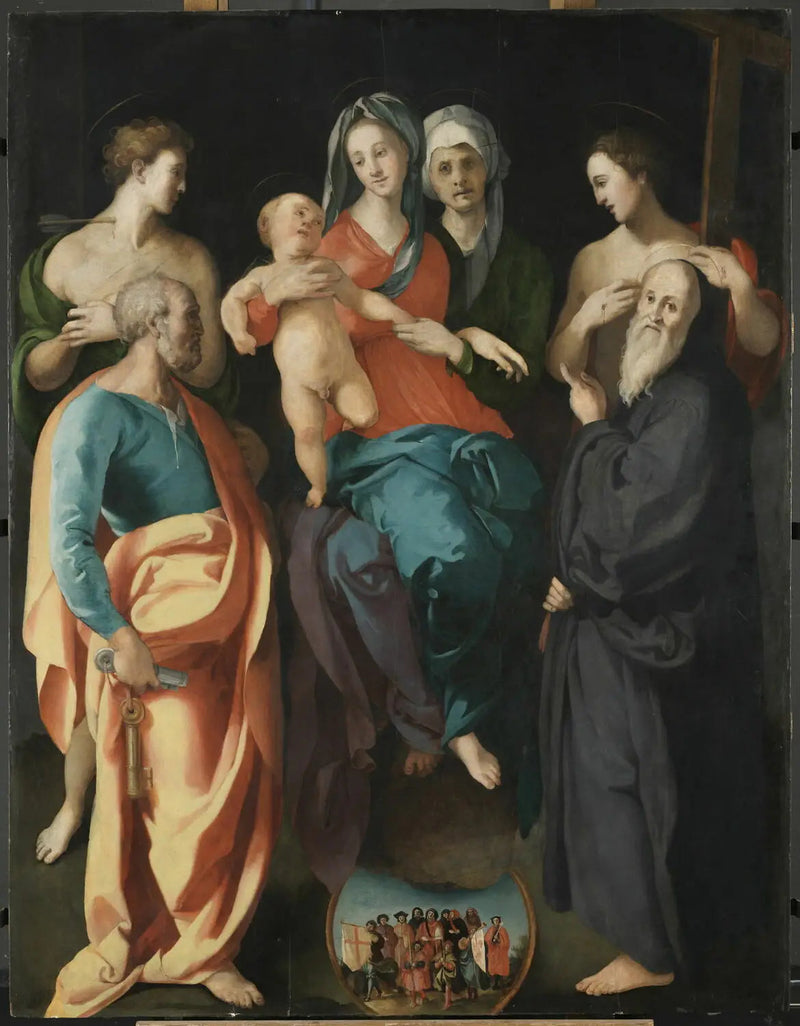 Jomfruen med barnet med Sankt Anna og fire helgener - Pontormo
