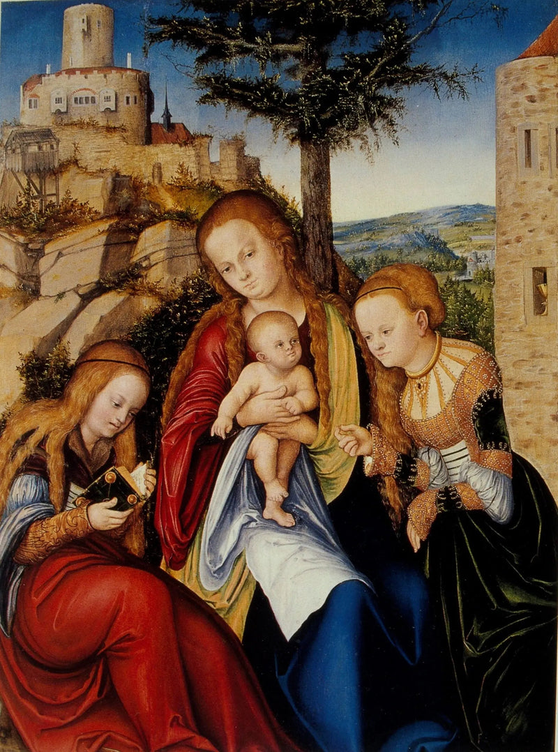 Jomfruen med barnet med Sankt Barbara og Sankt Katharina af Alexandria - Lucas Cranach den Ældre