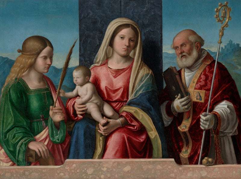 Jomfruen med barnet med helgeninde Katharina og helgen Nikolaus - Cima da Conegliano