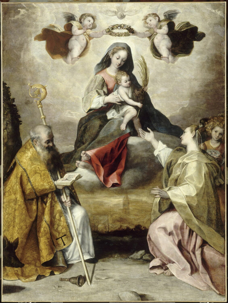 Jomfruen med barnet i herlighed med abbed Saint Antoine og Santa Lucia - Federico Barroci