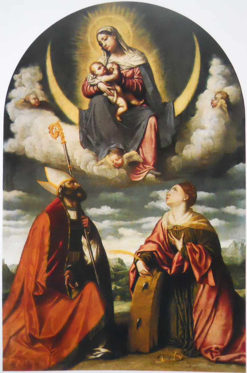 Jomfruen med barnet i herlighed med Sankt Martin og Sankt Katharina - Alessandro Bonvicino