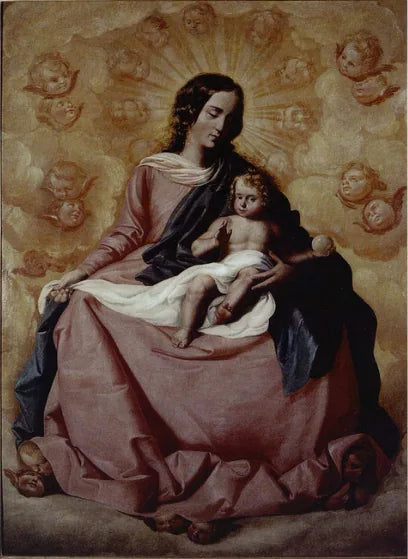 Jomfruen med barnet i herlighed - Francisco de Zurbarán