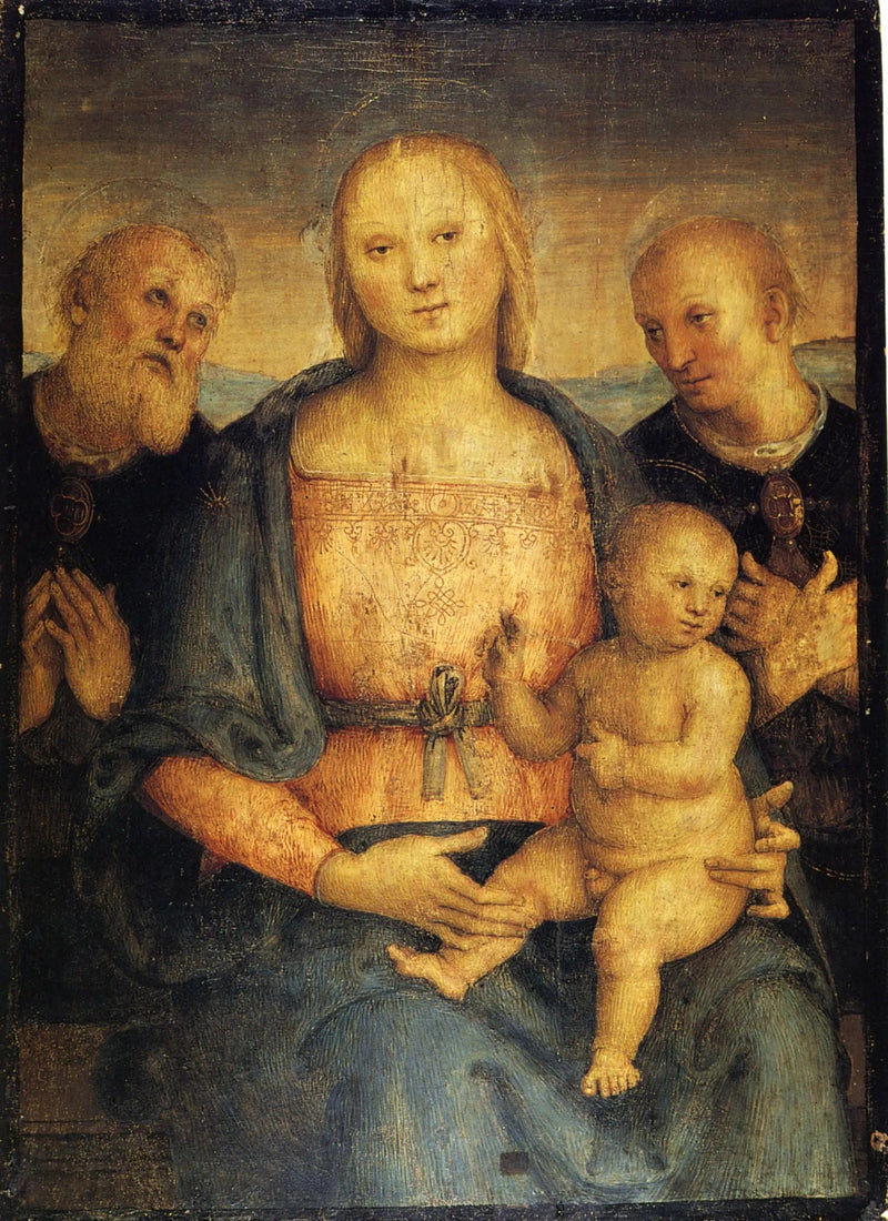 Jomfruen med barnet mellem helgenerne Herculane og Konstantin - Pietro Perugino