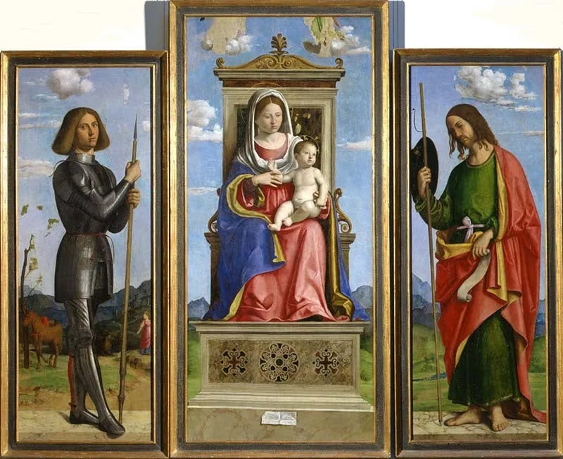 Jomfruen med barnet mellem Sankt Georg og Sankt Jakob - Cima da Conegliano