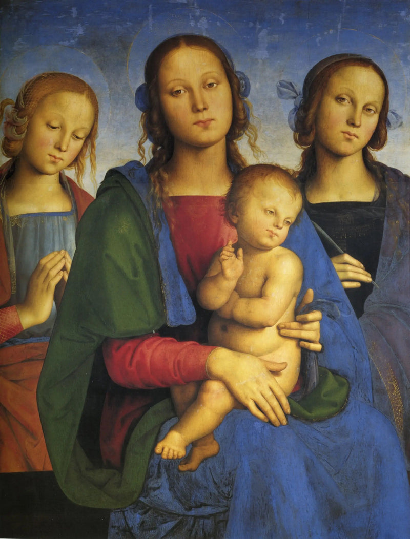 Jomfruen med barnet mellem Sankt Katharina af Alexandria og en helgen - Pietro Perugino