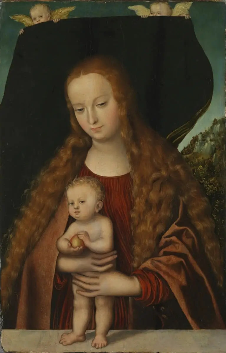 Jomfruen med barnet Jesus og æblet - Lucas Cranach den Ældre