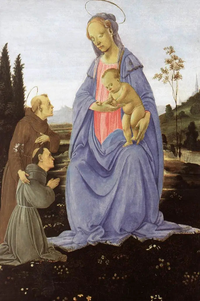 Jomfruen med barnet, Saint Antoine af Padua og en bror - Filippino Lippi