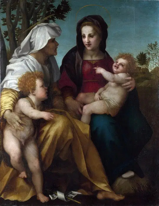 Jomfruen med barnet, hellige Elisabeth og hellige Johannes Døberen - Andrea del Sarto