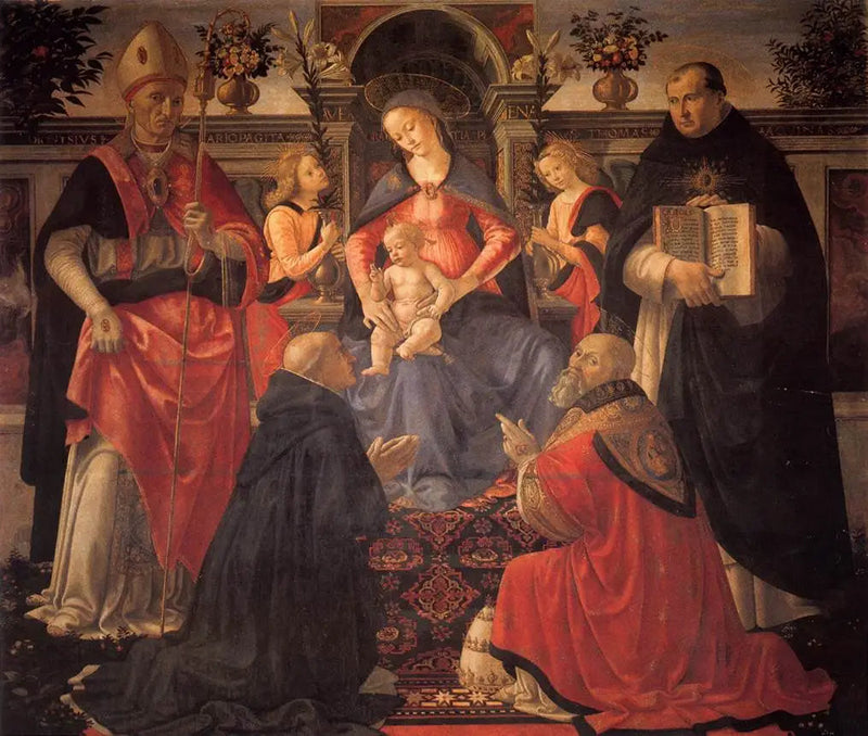 Jomfruen med barnet, der troner mellem engle og helgener - Domenico Ghirlandaio