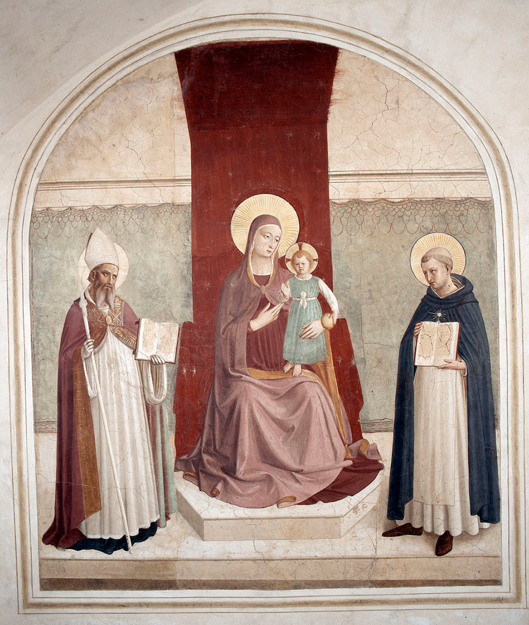 Jomfruen med barnet med Augustin og Thomas - Fra Angelico