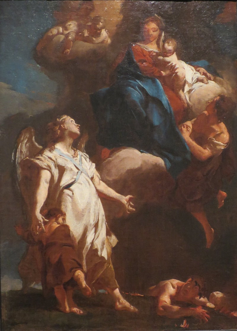 Jomfru Maria, der viser sig for den værgeengel - Giovanni Battista Piazzetta