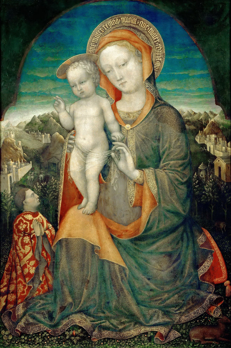 Jomfruen af ydmyghed tilbedt af en prins af Este-huset - Iacopo Bellini