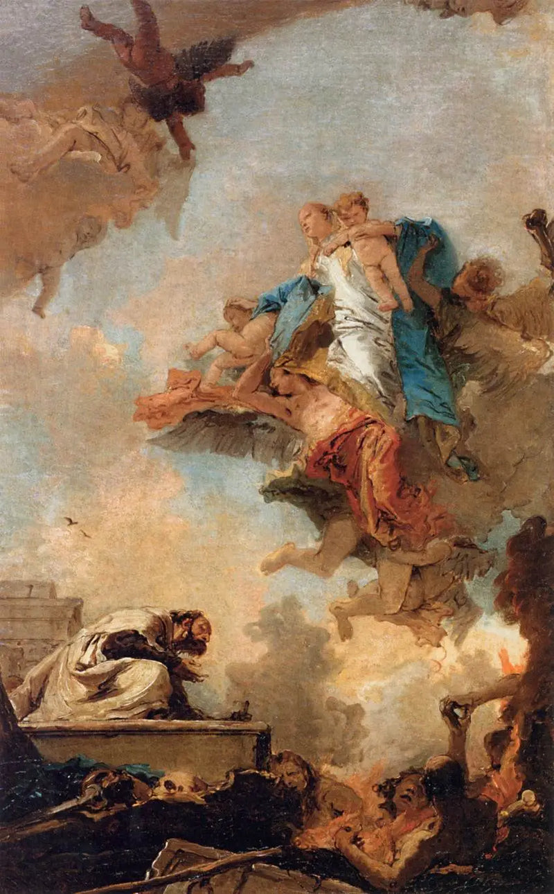 Jomfruen af Carmel, der viser sig for Sankt Simon Stock - Giovanni Battista Tiepolo