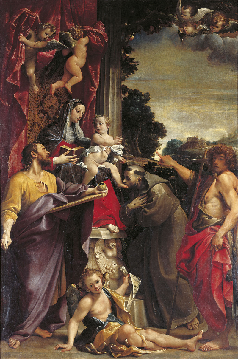 Jomfruen på tronen med Sankt Matthæus - Annibale Carracci