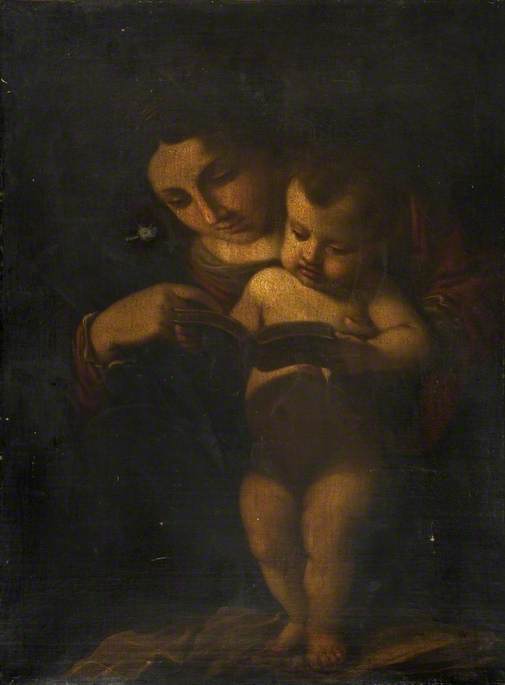 Jomfruen, der lærer Jesusbarnet at læse - Guercino