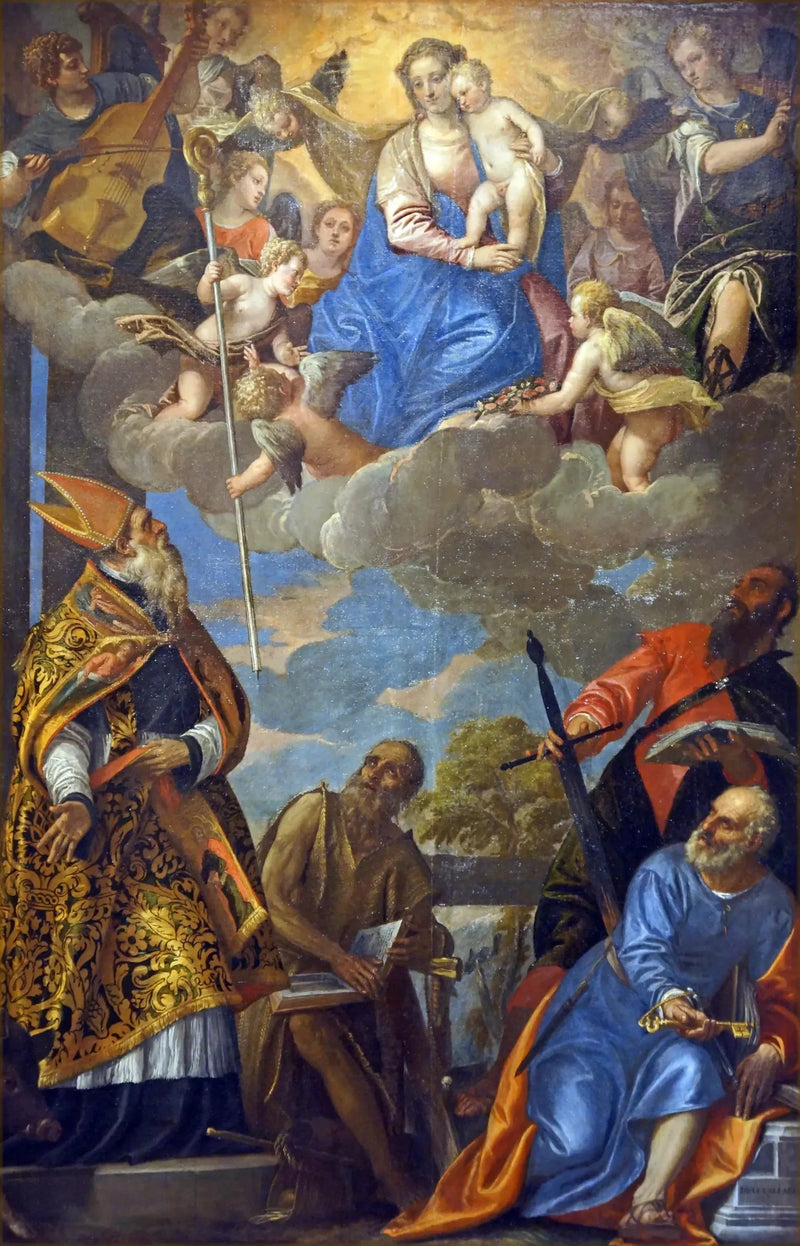 Jomfruen og Barnet, der vises for Sankt Antonius, Den eremittiske Sankt Paul, Sankt Paul og Sankt Peter - Paul Véronèse