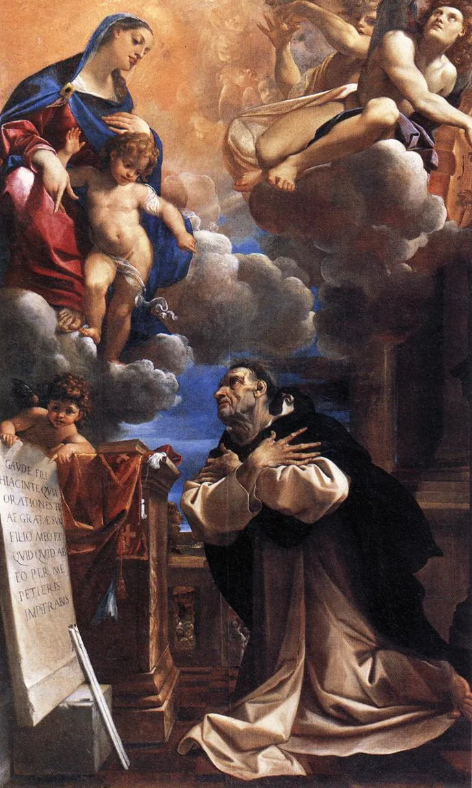 Jomfruen og Barnet, der vises for Sankt Hyacinth - Ludovico Carracci