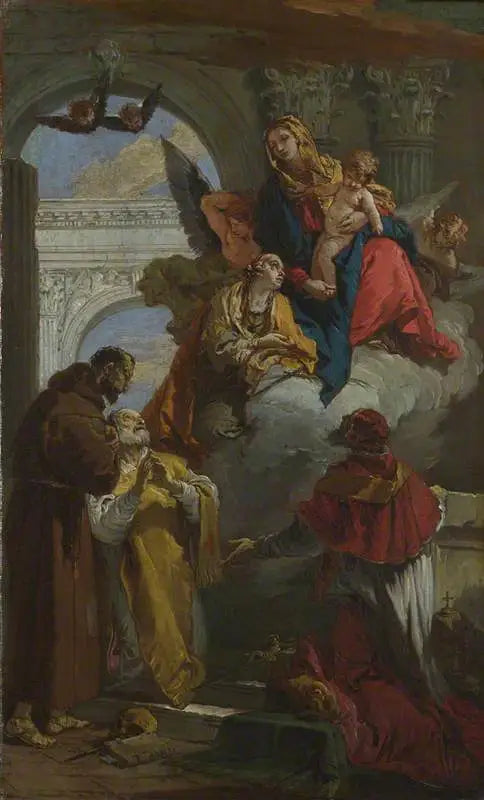 Jomfruen og barnet, der viser sig for en gruppe af helgener - Giovanni Battista Tiepolo