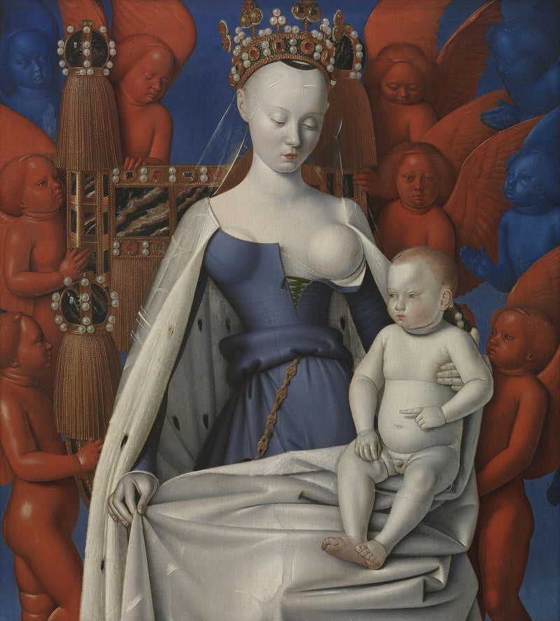 Jomfruen og barnet omgivet af engle - Jean Fouquet