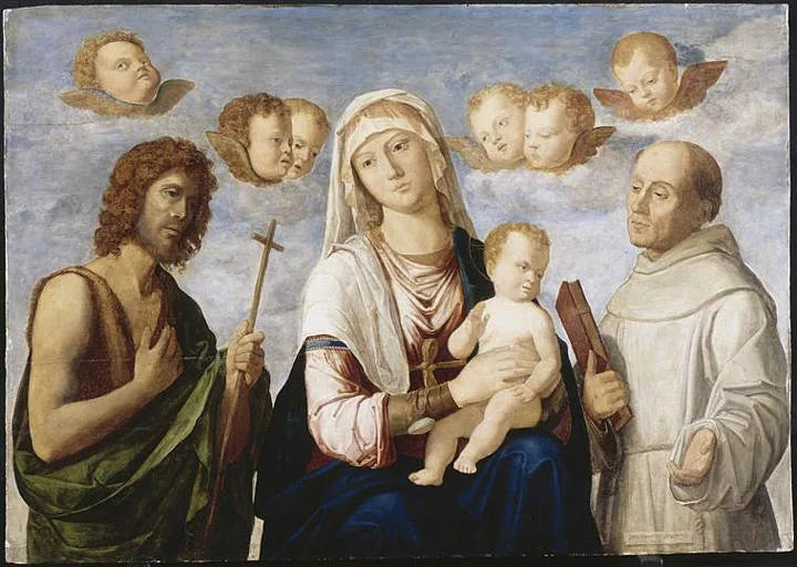 Jomfruen og barnet mellem Sankt Johannes Døberen og Sankt Frans - Cima da Conegliano