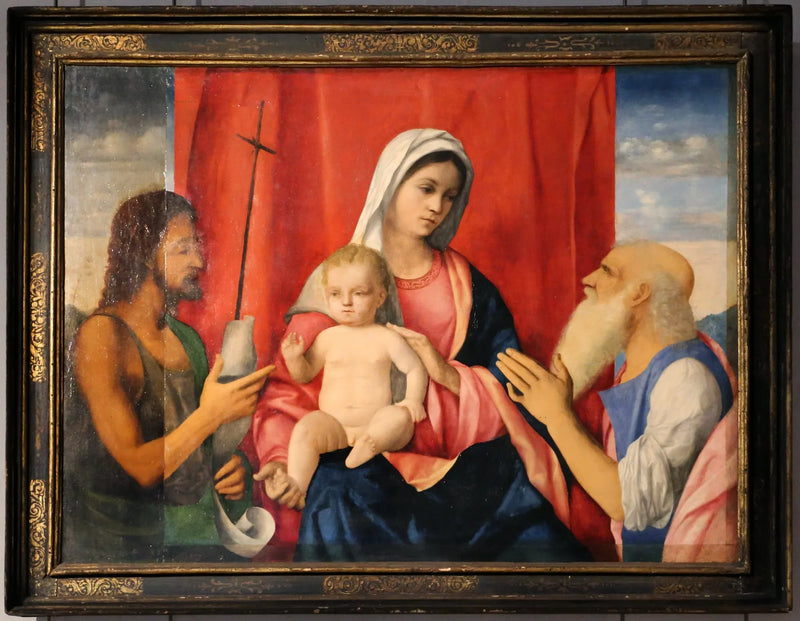 Jomfru Maria og Barnet mellem Sankt Johannes Døberen og Sankt Jerome - Giovanni Bellini