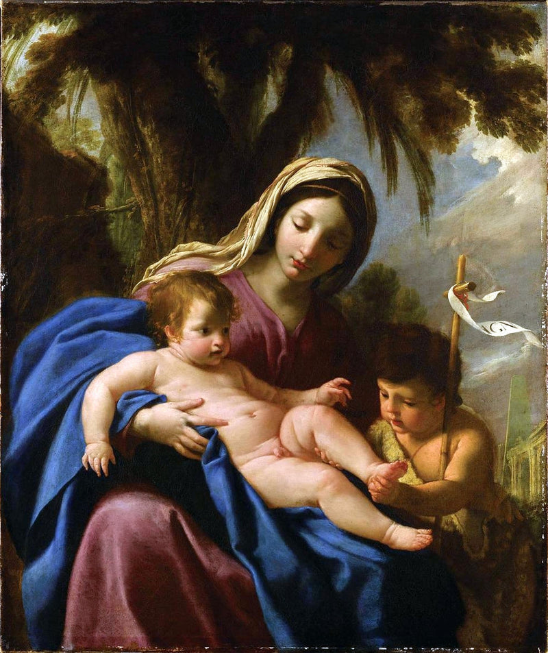 Jomfru Maria og Jesusbarnet med Sankt Johannes Døberen - Eustache Le Sueur