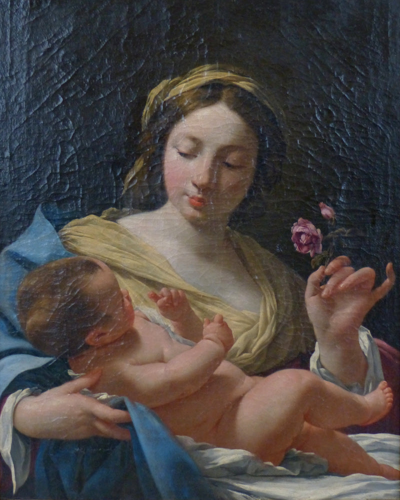 Jomfruen og barnet med rosen - Simon Vouet