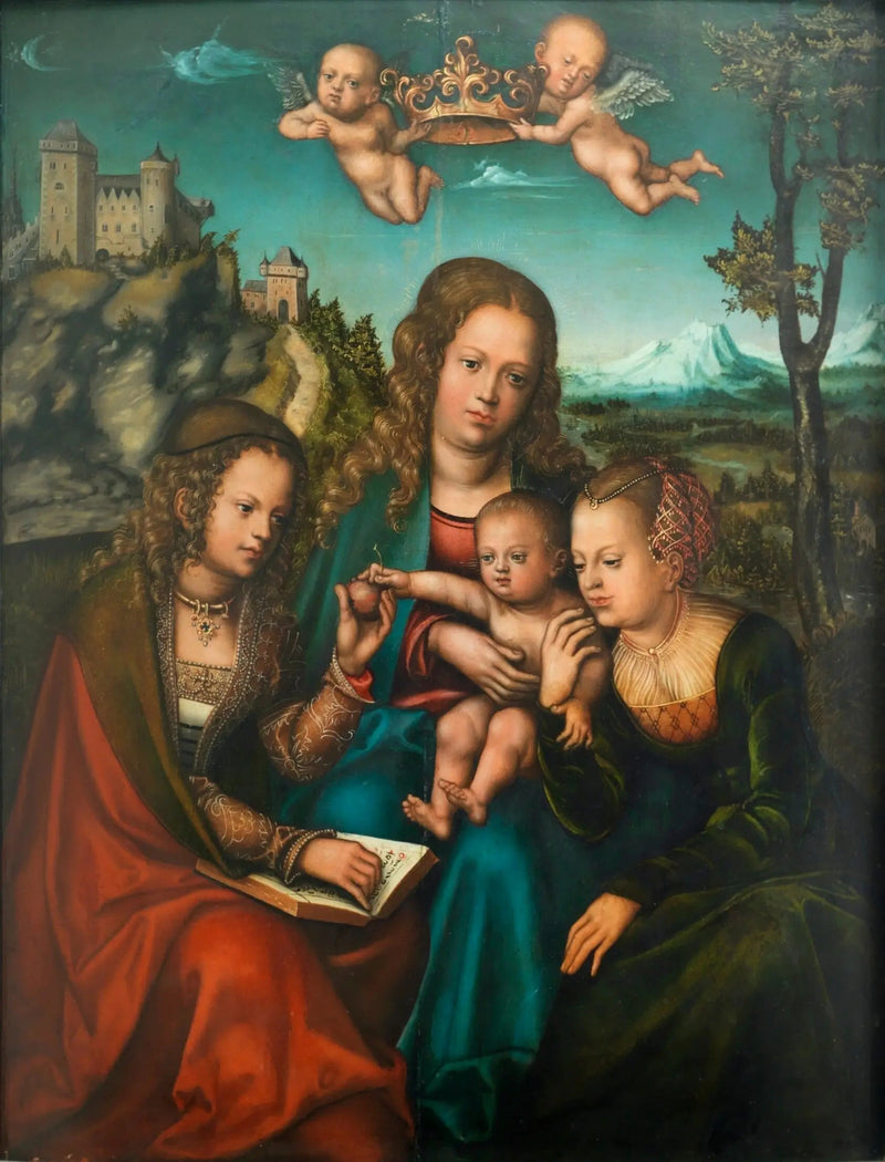 Jomfruen flankeret af to hellige - Lucas Cranach den Ældre
