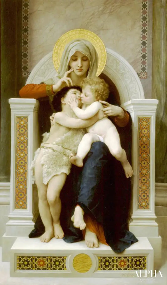 La Vierge, Jésus et Saint Jean Baptiste de William Bouguereau - Reproductions de tableaux et peintures haut de gamme