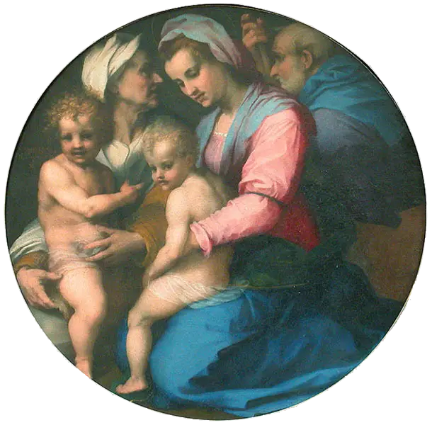 Jomfruen, Jesusbarnet, helgen Elisabeth og den lille hellige Johannes - Andrea del Sarto