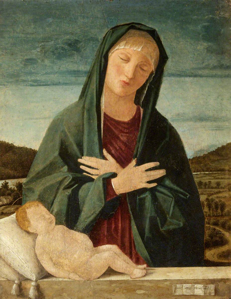 Jomfru Maria, der tilbeder den sovende Jesusbarn - Cima da Conegliano