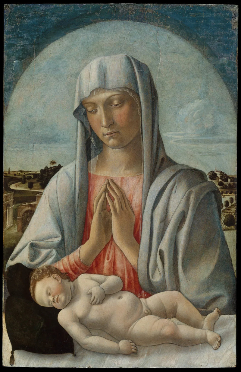 Jomfru Maria, der tilbeder den sovende Jesusbarn - Giovanni Bellini