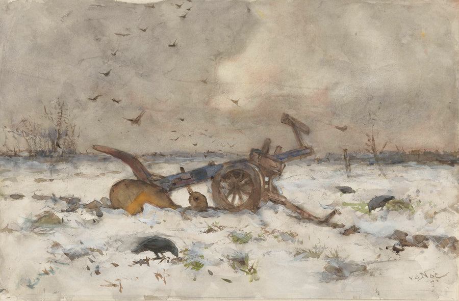 Labourer sur un champ enneigé - Willem van der Nat