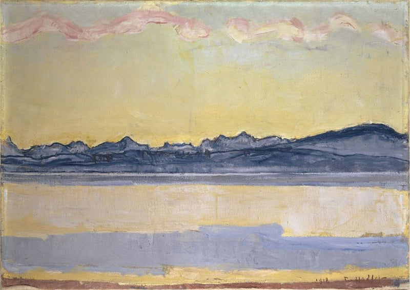 Genèvesøen og Mont-Blanc-kæden ved daggry - Ferdinand Hodler