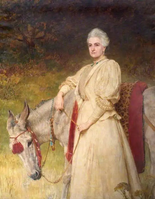 Lady Harriet Sarah Wantage (1837–1920) avec son âne égyptien - Briton Rivière image 1 tableau peint à l’huile sur toile