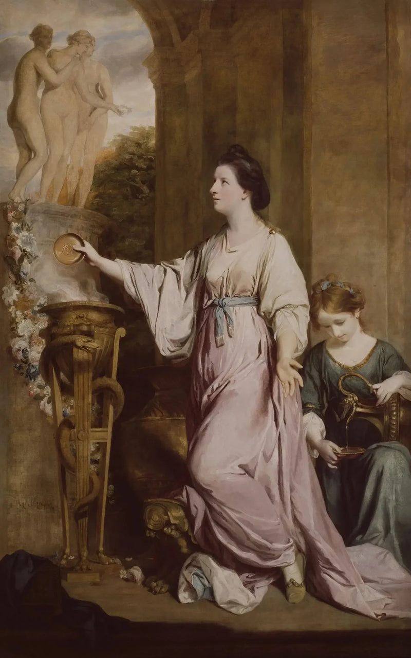 Lady Sarah Bunbury ofoffer til Guderne - Joshua Reynolds