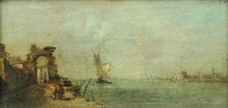 Lagune af Capriccio med en ark i ruiner - Francesco Guardi