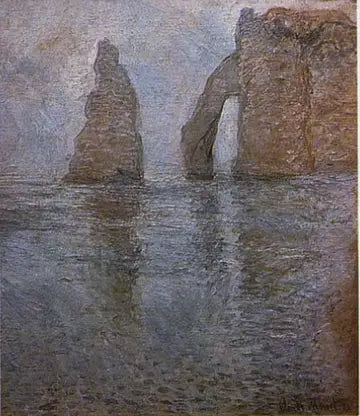 Nålen og Porte d'Aval set opstrøms - Claude Monet