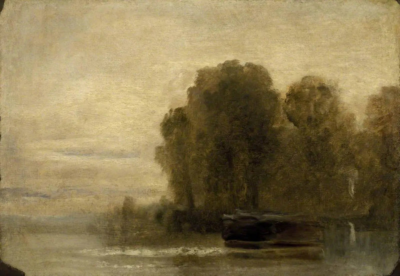 Sø eller Flod med Træer til Højre - J. M. W. Turner